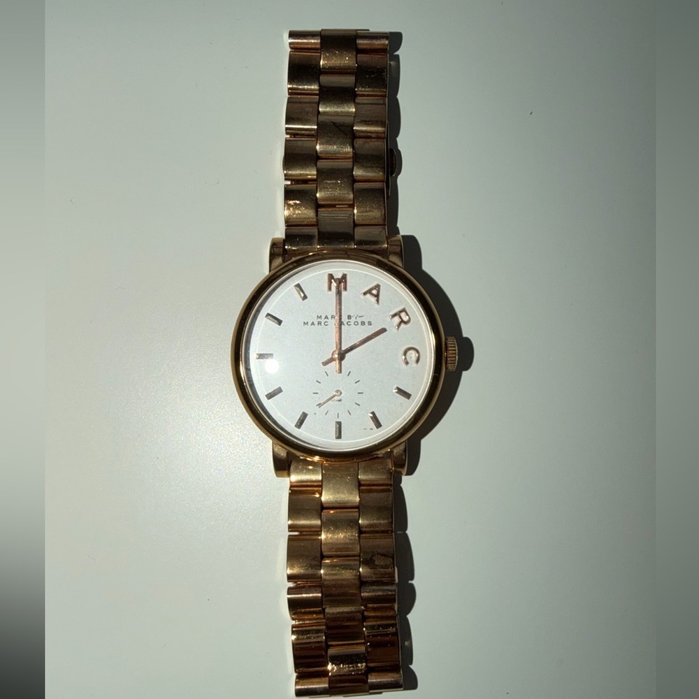 Marc Jacobs Gold-Tone Watch with White Dial